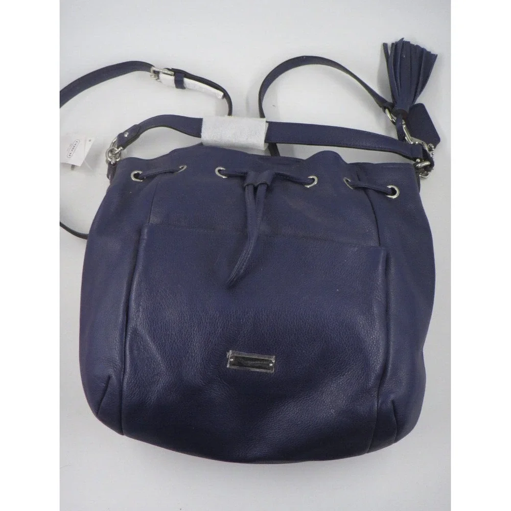 NWT Coach Indigo Pebbled Leather‎ Handbag Draw Hobo MSRP $358.00